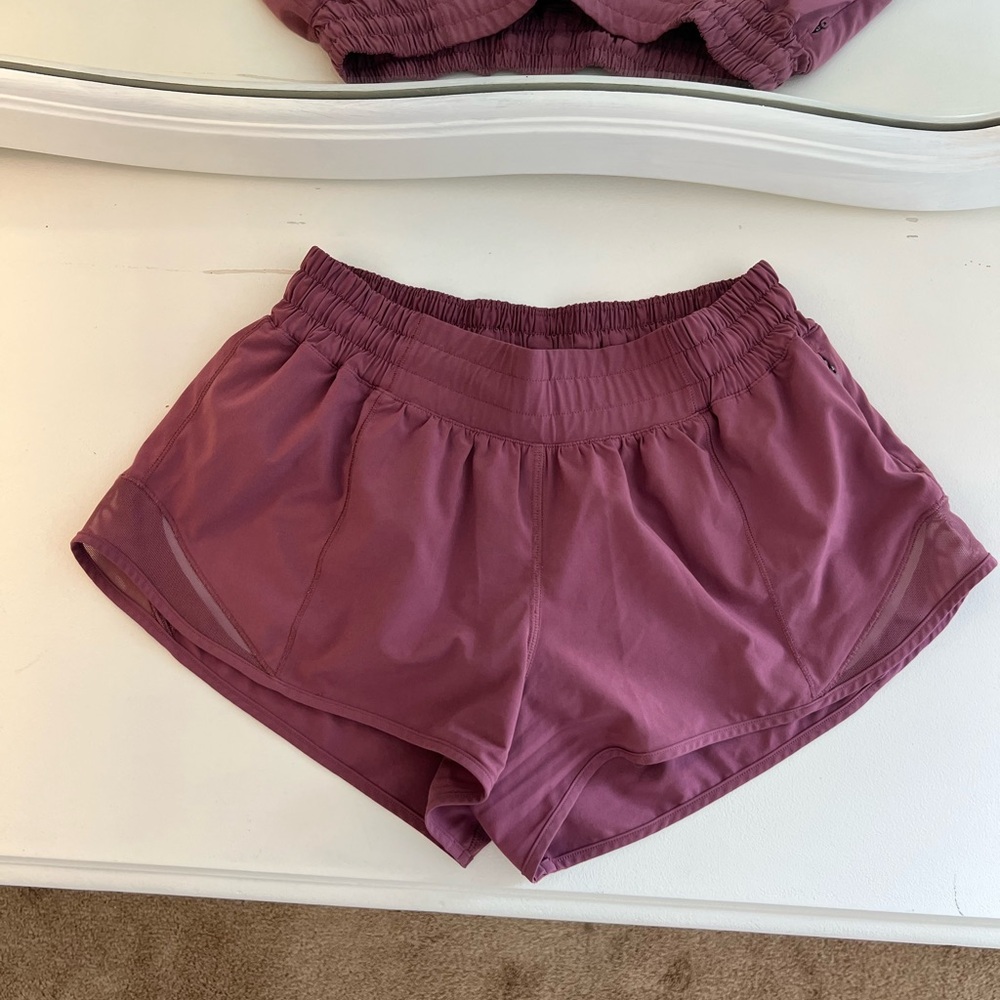 Lululemon Mauve Hotty Hot Lined Running Shorts